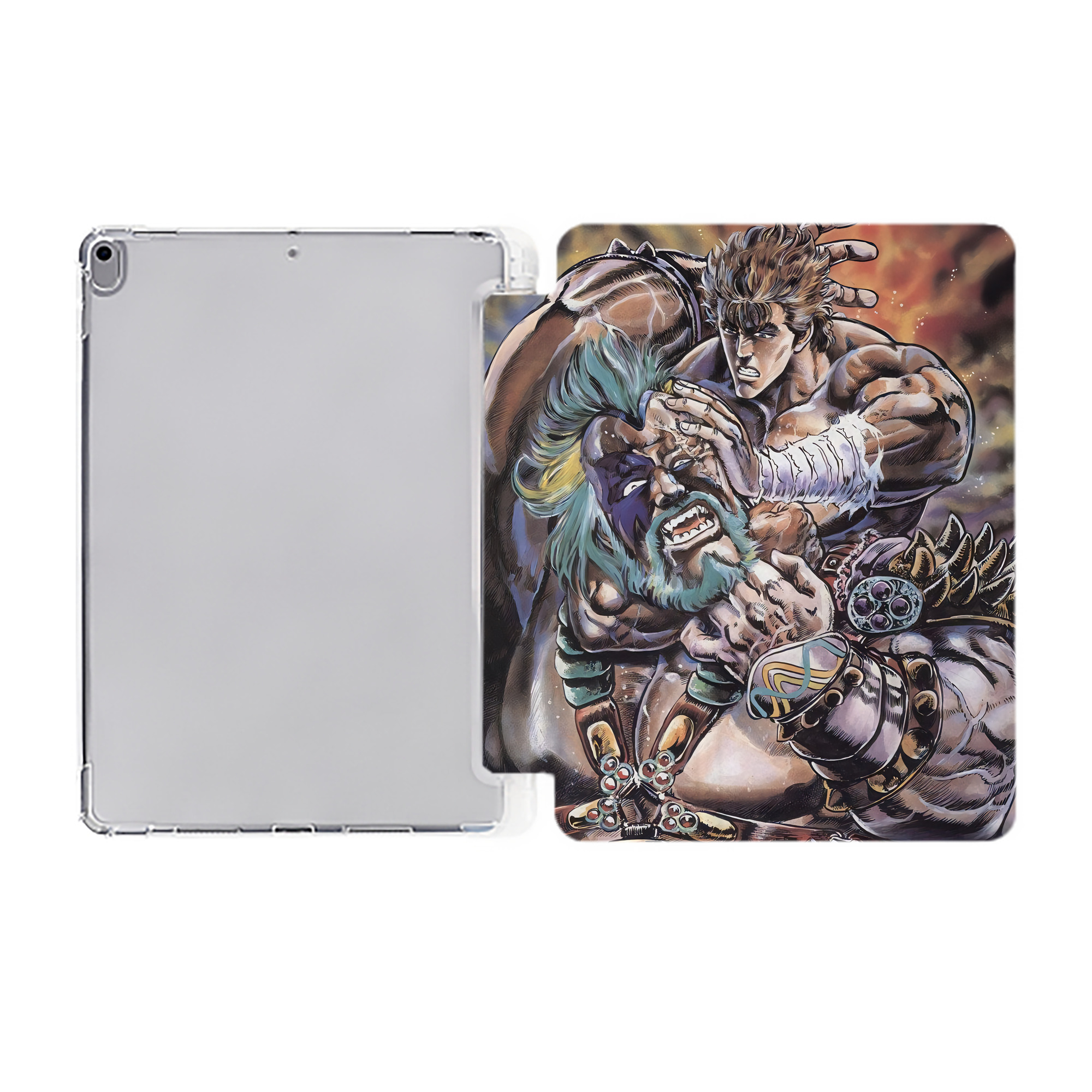 （画像用） 北斗の拳 Fist of the North Star IPad ケース ペン収納付き 三つ折りスタンド PUレザー×シリコン 対応機種9.5/10.5/10.9インチ